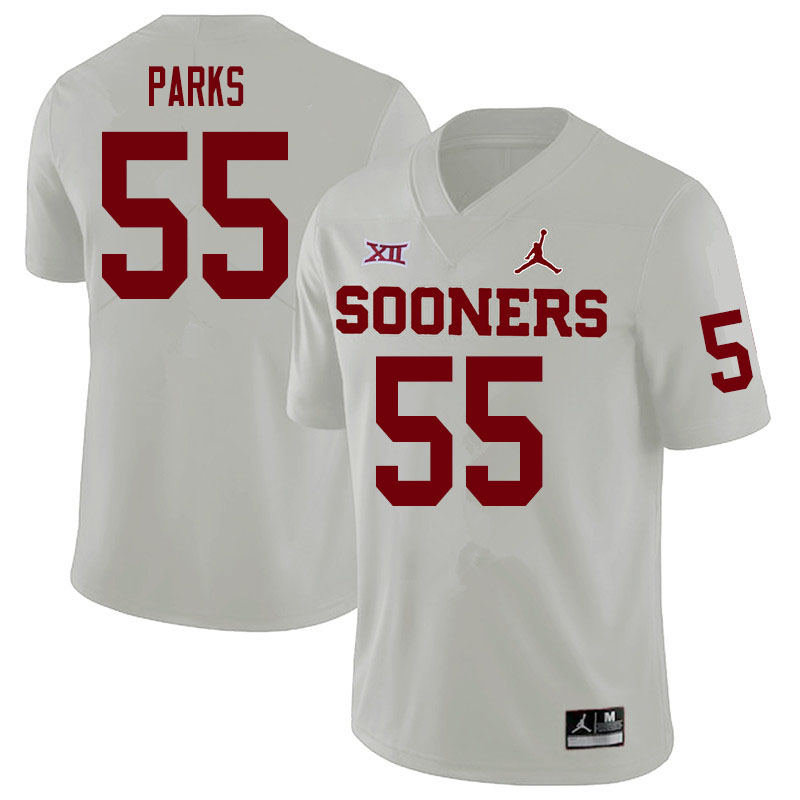 Men #55 Aaryn Parks Oklahoma Sooners College Football Jerseys Sale-White